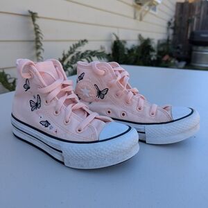 Converse Light Pink High-Tops with Butterfly Accents